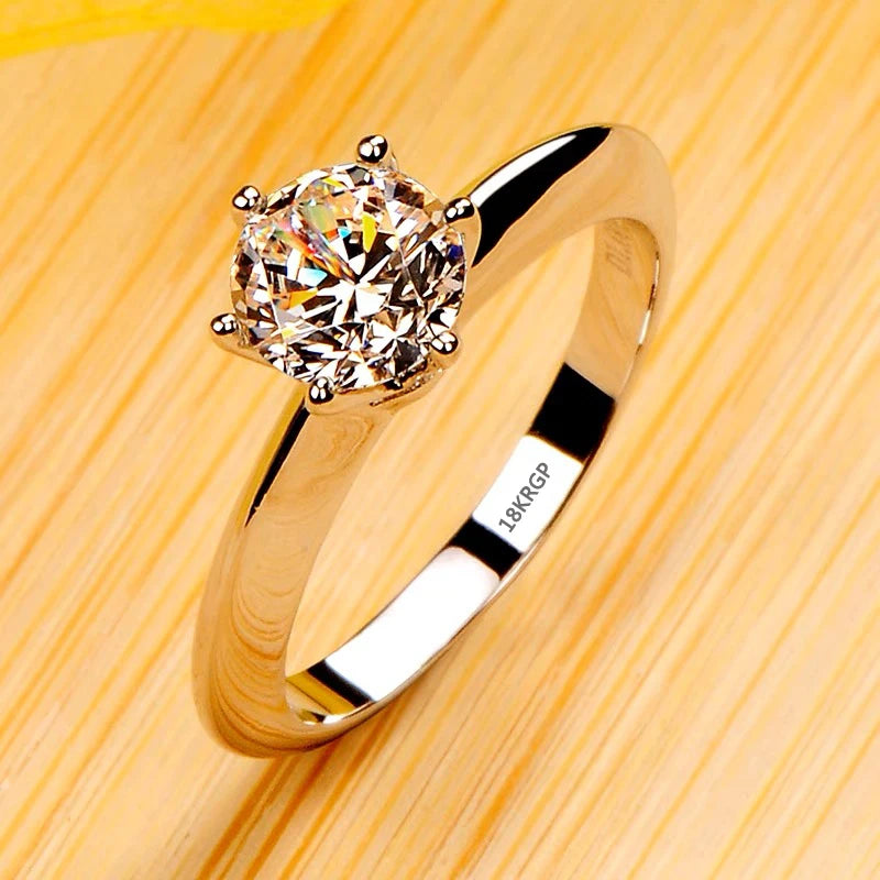 Elegant 18K White Gold-Plated 2 Carat Zirconia Ring
