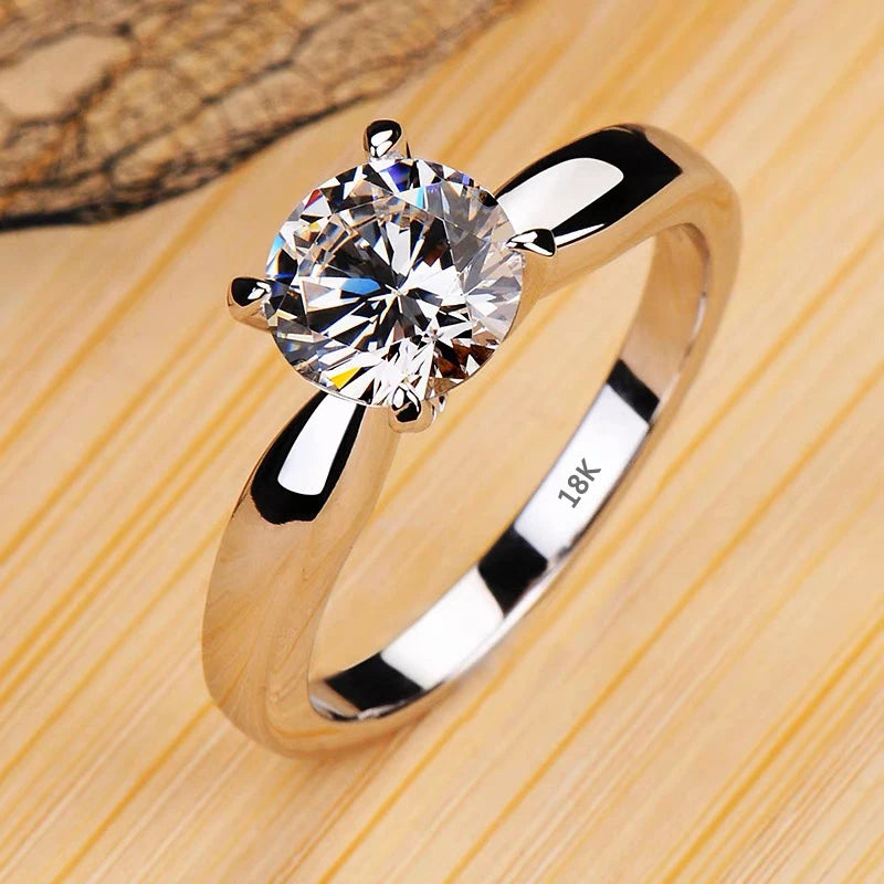Elegant 18K White Gold-Plated 2 Carat Zirconia Ring