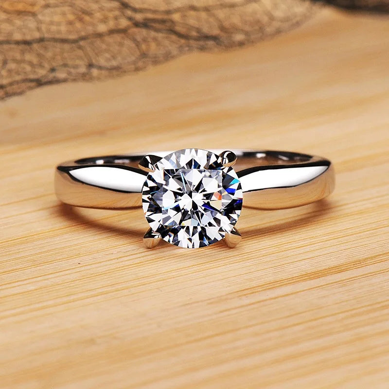 Elegant 18K White Gold-Plated 2 Carat Zirconia Ring