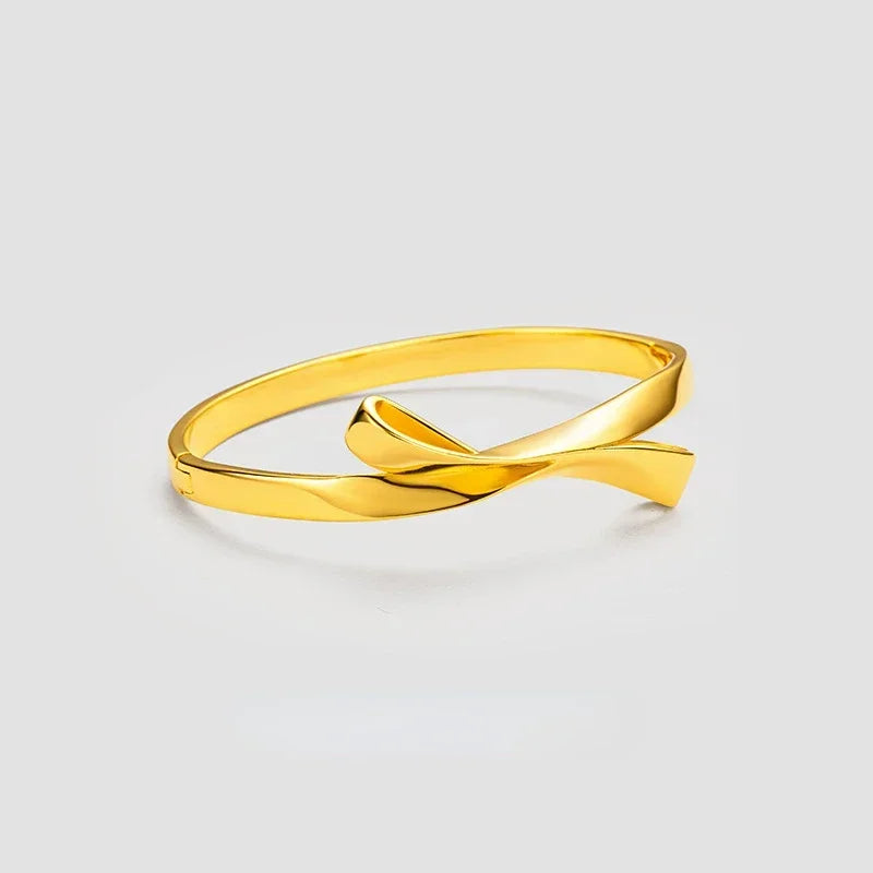 Golden Charm Ribbon: Elegant Bow Bangle for Women & Babies