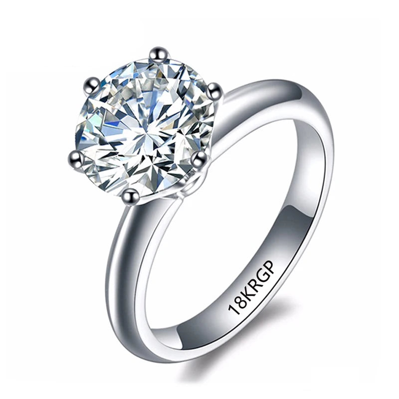 Elegant 18K White Gold-Plated 2 Carat Zirconia Ring