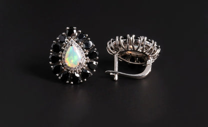 Rare Opal and Black Spinel Set: A Unique Gift for the Special Woman in Your Life