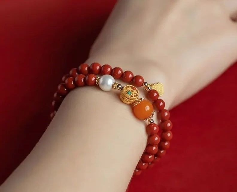 Red Radiance: Double-Layer Cinnabar Bracelet