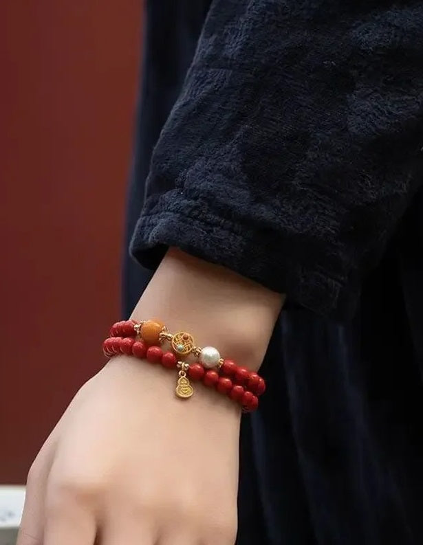 Red Radiance: Double-Layer Cinnabar Bracelet