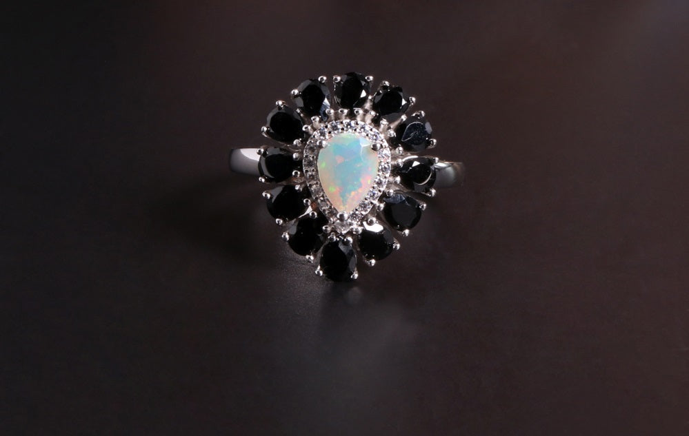 Rare Opal and Black Spinel Set: A Unique Gift for the Special Woman in Your Life