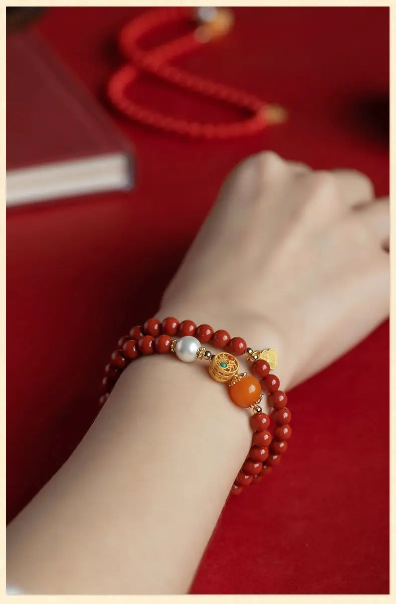 Red Radiance: Double-Layer Cinnabar Bracelet