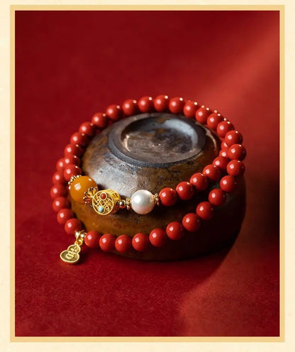 Red Radiance: Double-Layer Cinnabar Bracelet