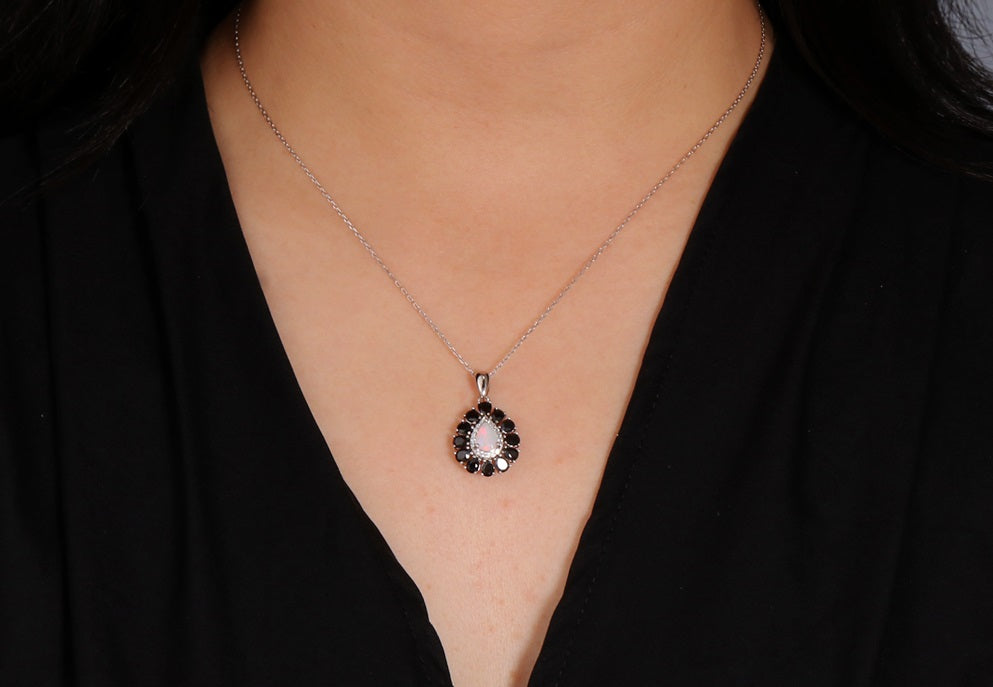 Rare Opal and Black Spinel Set: A Unique Gift for the Special Woman in Your Life