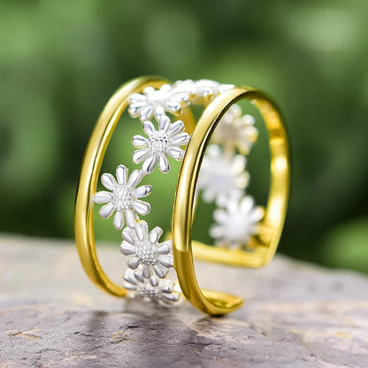 Daisy Dreams: Delicate 925 Sterling Silver Adjustable Rings