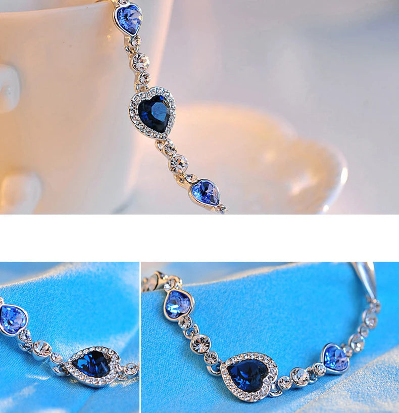 AquaHeart Luxury Bracelet - Blue Crystal Charm