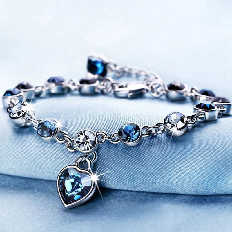 AquaHeart Luxury Bracelet - Blue Crystal Charm