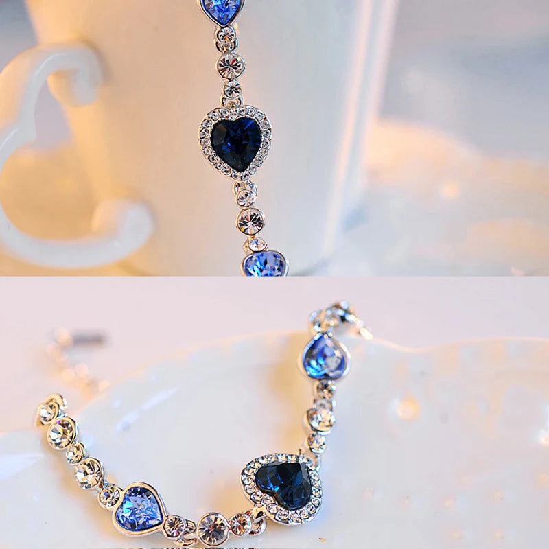 AquaHeart Luxury Bracelet - Blue Crystal Charm