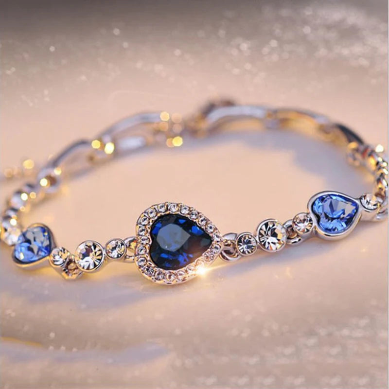 AquaHeart Luxury Bracelet - Blue Crystal Charm