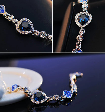 AquaHeart Luxury Bracelet - Blue Crystal Charm