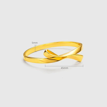 Golden Charm Ribbon: Elegant Bow Bangle for Women & Babies