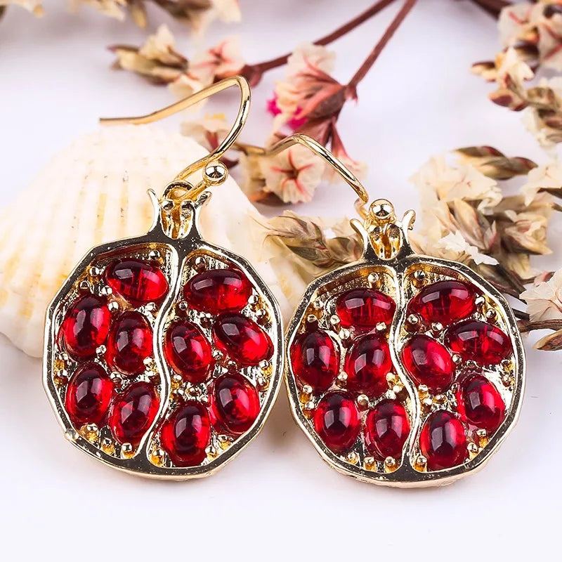 Fashion Natural Red Pomegranate Earrings