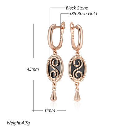 Vintage Vibes: Black Stone Rose Gold Earrings