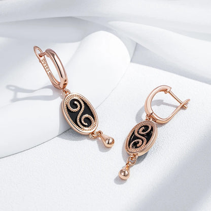 Vintage Vibes: Black Stone Rose Gold Earrings