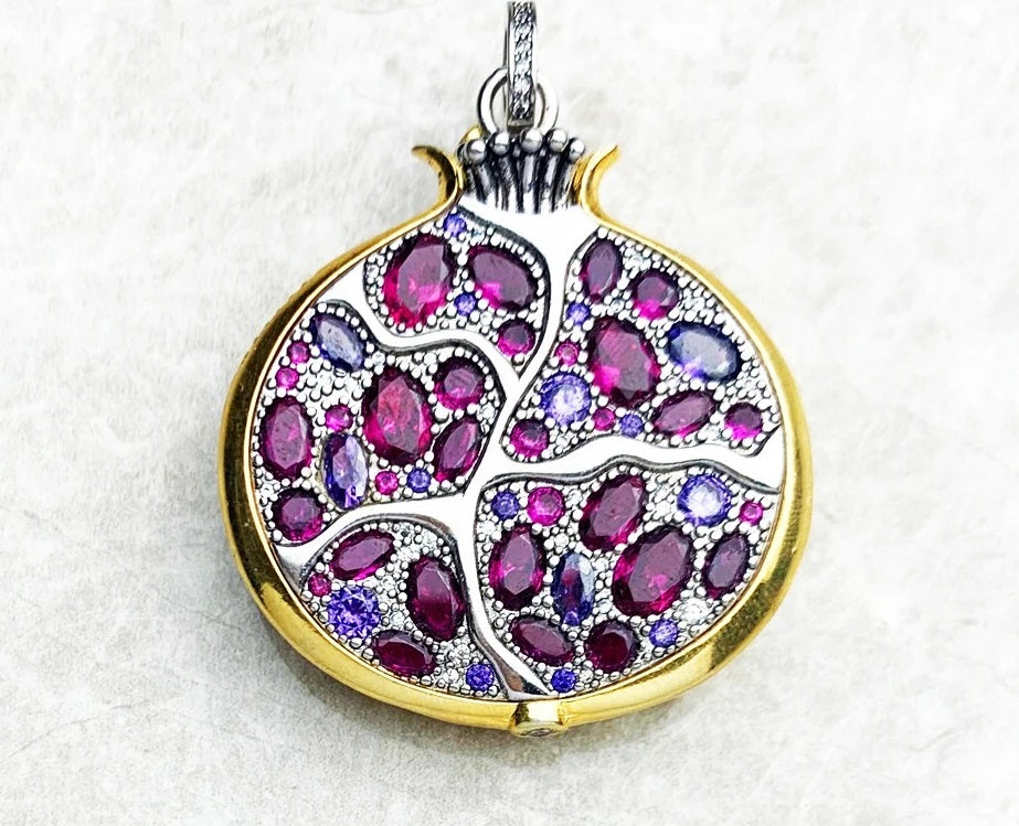 Blossom Pendant: Spring Romance for Her-Sterling Silver Pomegranate