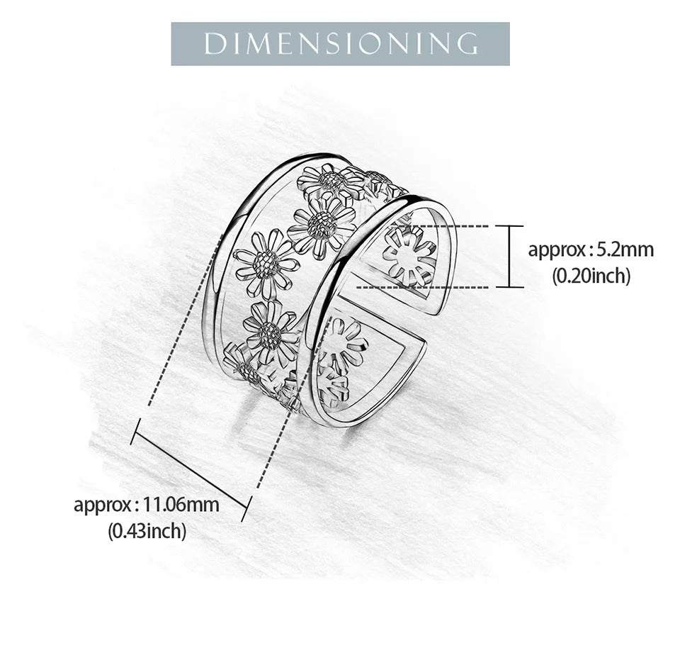 Daisy Dreams: Delicate 925 Sterling Silver Adjustable Rings