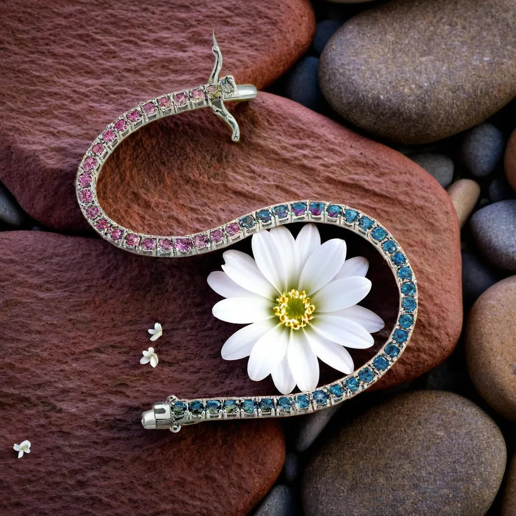 Shimmering Spectrum: Handcrafted 925 Silver Tennis Bracelet