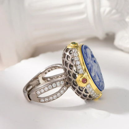 Stunning S925 Silver Rings: Blue Agate & White Shell Elegance!